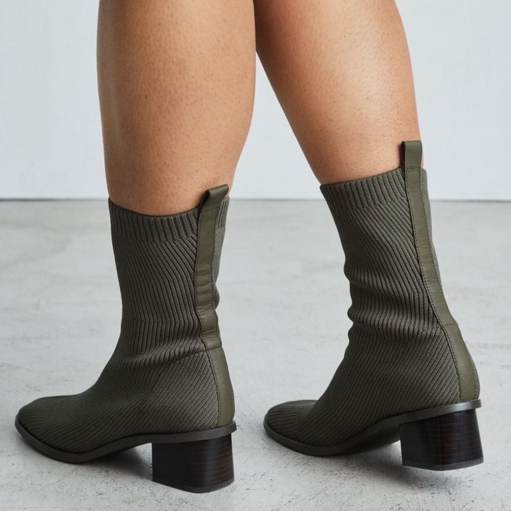Everlane ReKnit Caper Green High-Ankle Boots
